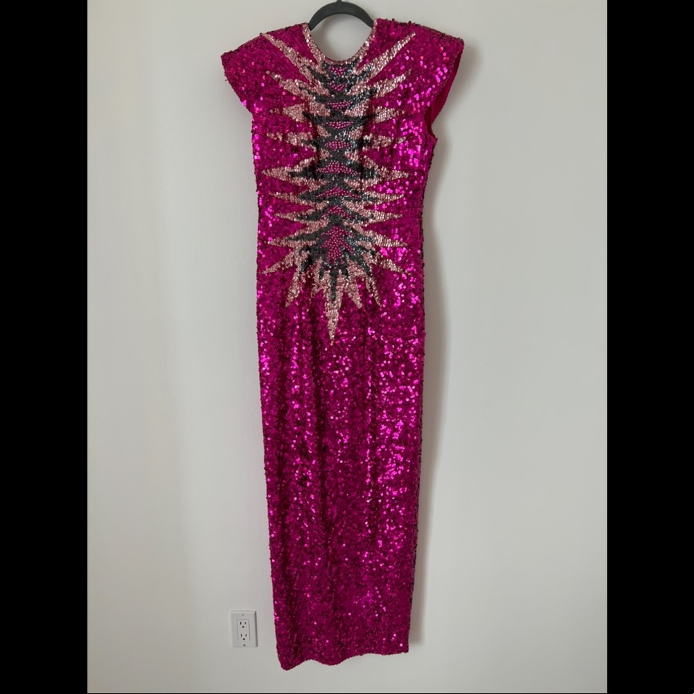 Alyce designs beaded gown size 12 100% silk maxi dress
